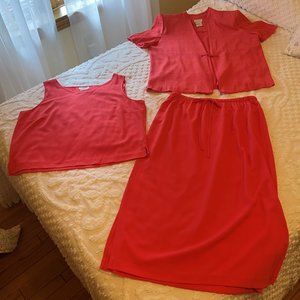 Jacket, Top & Skirt, Size 14, Coral